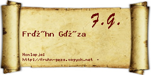 Frühn Géza névjegykártya